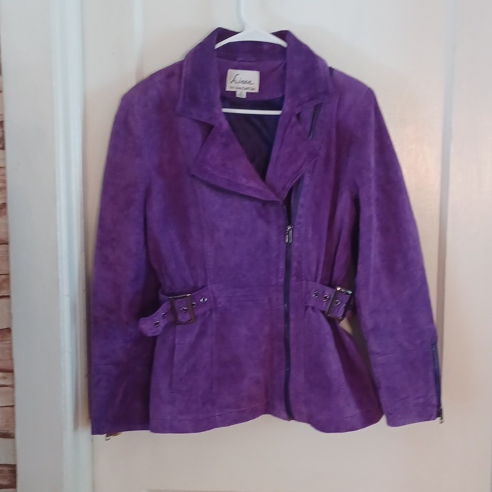Leather jacket suede leather purple size small  Linea by Louis Dell'Olio
